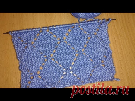 ажурный узор спицами,красивый узор для топа,ажурные ромбы