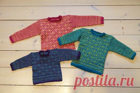 Syster pattern by Isabella Helge 
Syster is my first design. It is knitted with two colours, bottom up and mostly in the round. The assembly requires steeking for sleeve openings/front opening. For the steek you need a sewing machine.
