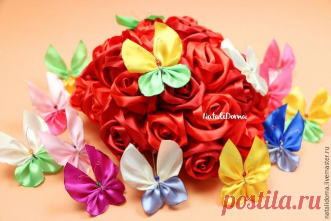 Мастер-класс: весенние бабочки из лент - Ярмарка Мастеров - ручная работа, handmade