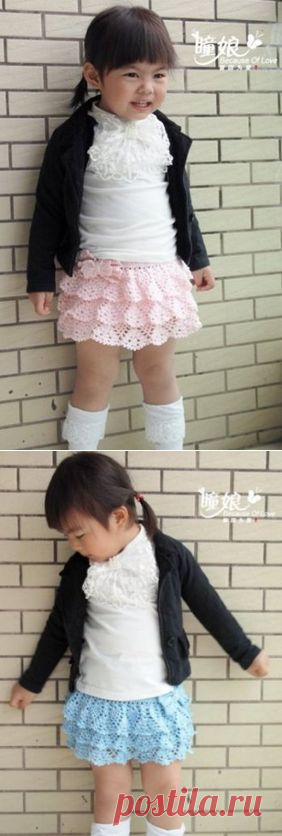 Вязание для детей - Вязаная юбка для девочки » Вязание крючком - схемы, видео, уроки