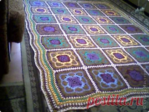 плед крючком из квадратов | Страна Мастеров