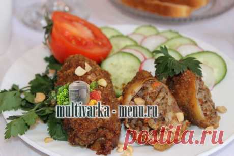 Фаршированные рулетики из куриной кожи | Вторые блюда