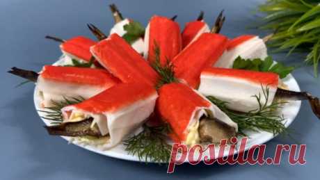 Новая закуска из крабовых палочек.