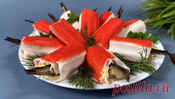 Новая закуска из крабовых палочек.