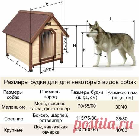 Собачья будка своими руками 
Что должно соответствовать? Какими размерами должна быть собачья будка? А вот такими: 1. Ширина будки должна быть равна длине корпуса собаки(лучше, лежащей на боку с вытянутыми лапами) 2. Глубина буд…