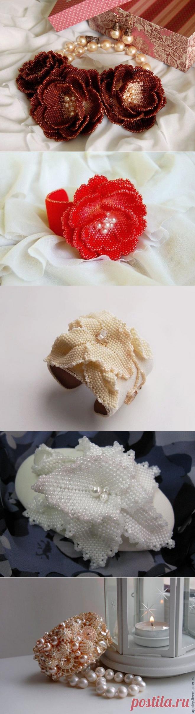 Цветочные украшения из бисера от Tatiana Alkhimova. Продолжение.