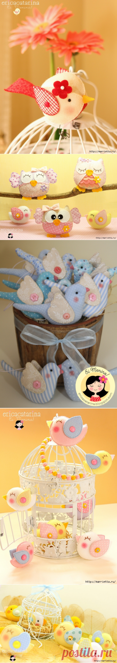 Птички из фетра. Идеи с выкройками