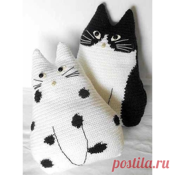 очаровательные кото-подушки крючком