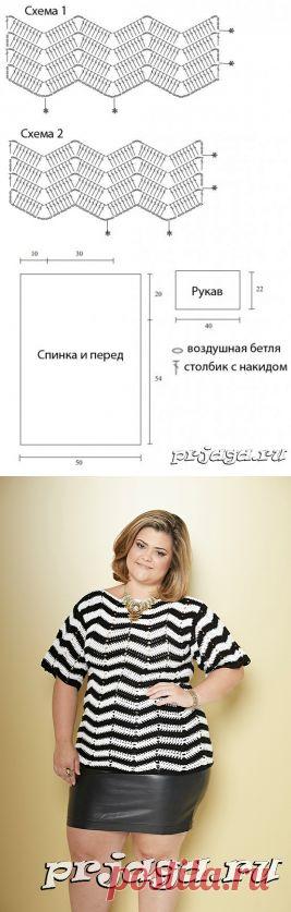 Летняя кофточка крючком для полных