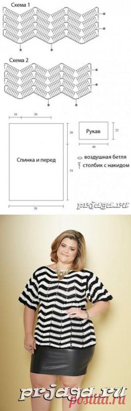 Летняя кофточка крючком для полных