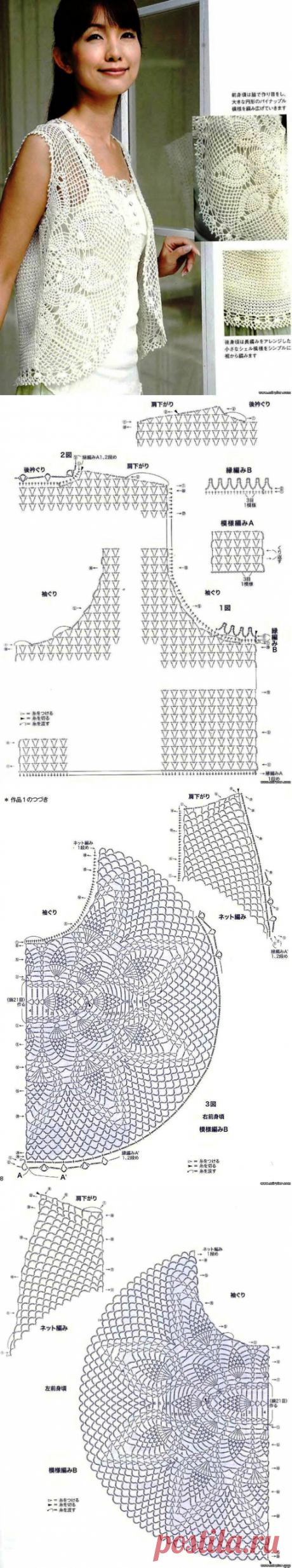 Оригинальный вязаный жилет японская медуза - САМОБРАНОЧКА рукодельницам, мастерицам