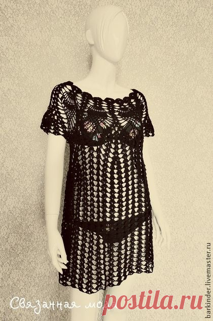 Пляжная вязаная  туника "Крымская Ночь" - вязание на заказ,туника вязаная