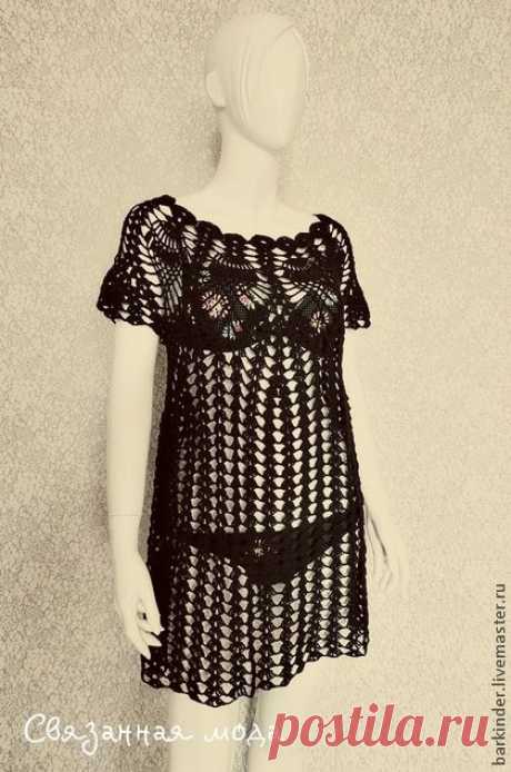 Пляжная вязаная  туника &quot;Крымская Ночь&quot; - вязание на заказ,туника вязаная