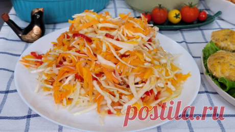 Сочный салат из обычной капусты. Для меня самый вкусный из подобных салатов, а всё благодаря тому, что я добавляю тыкву | oliv'едка | Душевные рецепты | Дзен