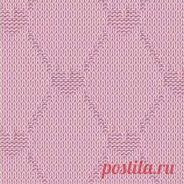 Узор из лицевых и изнаночных петель с сердечками