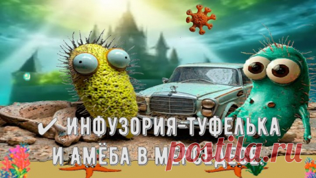 ✔ Инфузория-туфелька и Амёба в мерседесе.