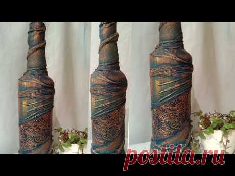 Bottle Decoration Idea / Antique Bottle /Altered Bottle / Wine Bottle Art
