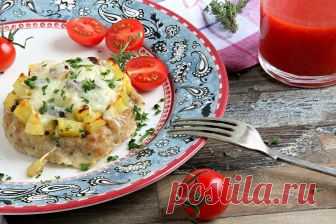 гнезда из фарша с картошкой.