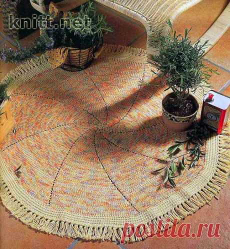 Круглый меланжевый коврик "Прованс" спицами. / knitt.net