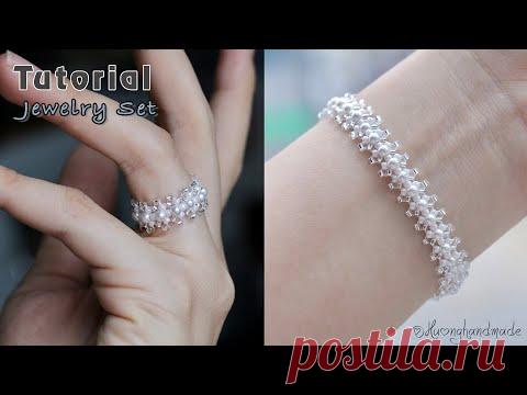 Wedding jewelry DIY. Ring & bracelet. How to make beaded jewelry