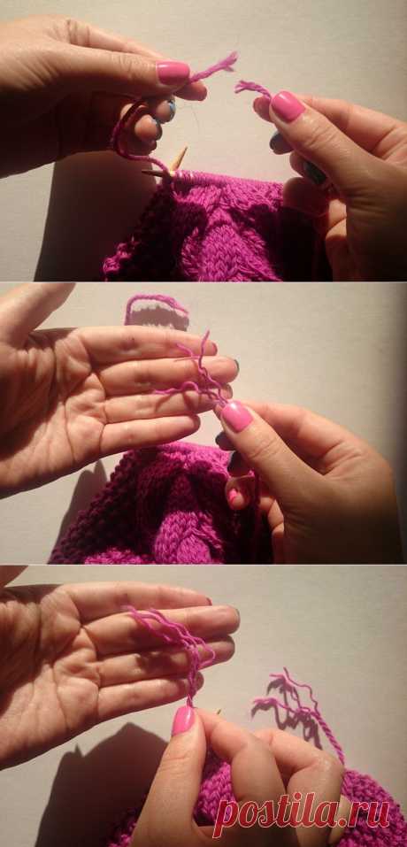 Как соединить нити при вязании без узла