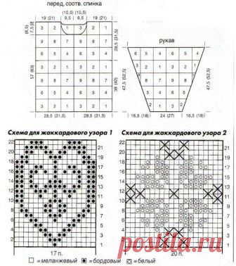 Пуловер в технике пэчворк вязаный спицами