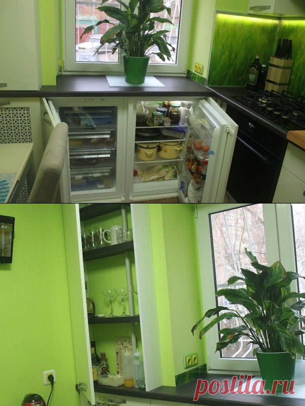 Неожиданно! Полноценный холодильник вместо хрущевского, сервант в шкафу у батареи — все это в кухне 5.9 кв.м. | Какую кухню купить? | Яндекс Дзен