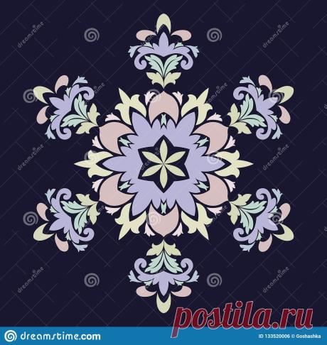Isolated Vector Illustration. Abstract Floral Decor. Ornate Six Point Star Or Mandala With Vintage Motifs Stock Illustration - Illustration of nature, drawing: 133520006