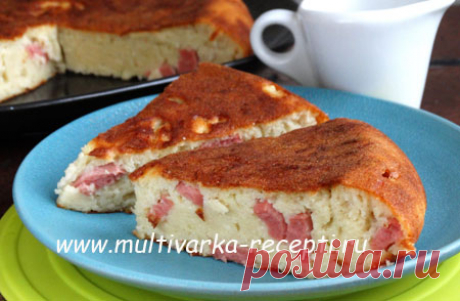 Пирог с сыром и сосисками в мультиварке