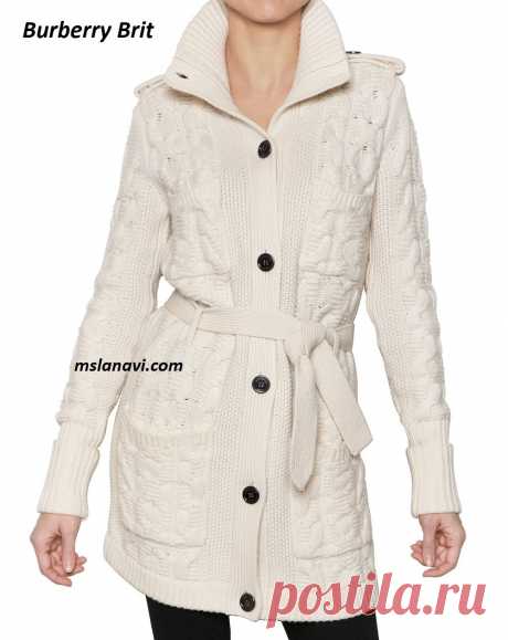 Белый кардиган спицами от Burberry Brit | Вяжем с Лана Ви