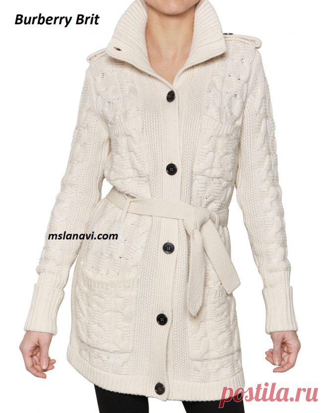 Белый кардиган спицами от Burberry Brit | Вяжем с Лана Ви