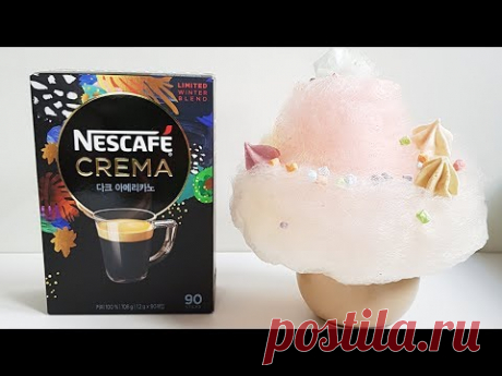 НЕС КАФЕ СЪС БИТА СМЕТАНА И ЗАХАРЕН ПАМУК -Nescafe Crema Dark Americano _ cotton candy latte