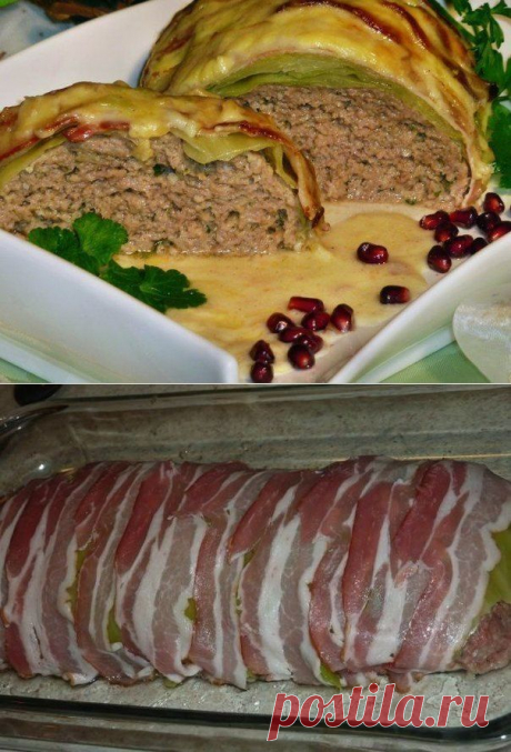 Мясной рулет «Голубец» в сливочном соусе.