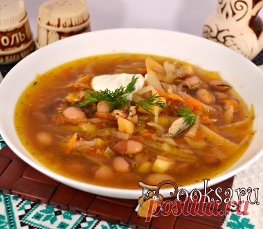 Постный борщ с килькой и фасолью фото рецепт приготовления