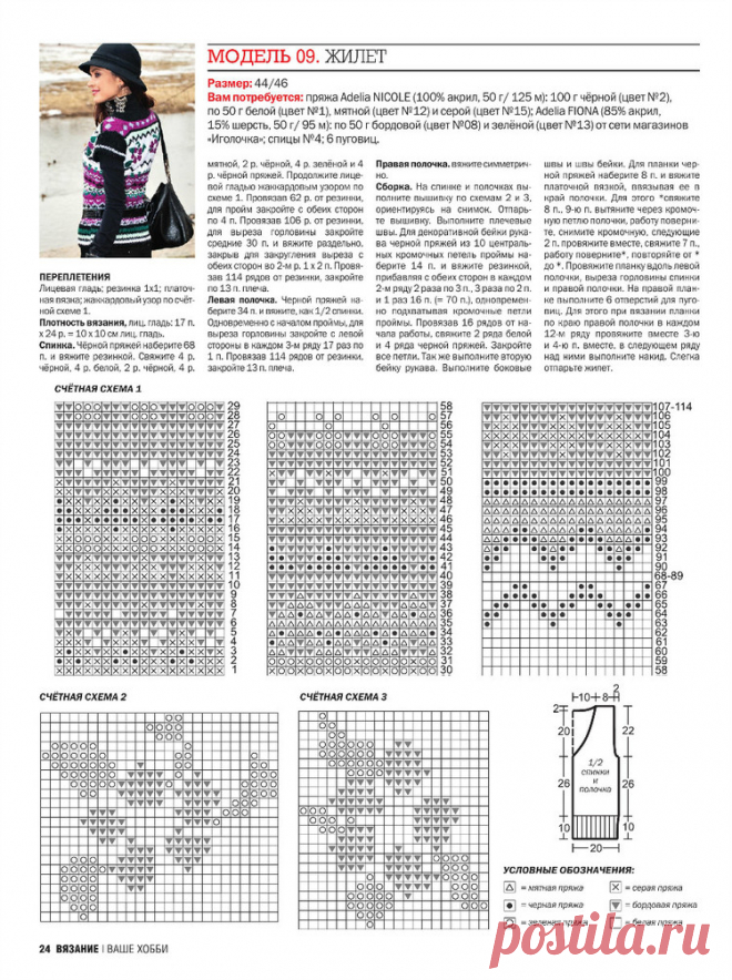 Жилет. Вязание спицами.. Обсуждение на LiveInternet Дневник Ниноччка

Эта модель - яркий пример того, как  выбор цветов орнамента может придать изделию колорит  кантри-стиля, спортивного, детского, или, как  на фото, изыскано-гламурный. Посмотрите фото в исходном посте, оно впечатляет