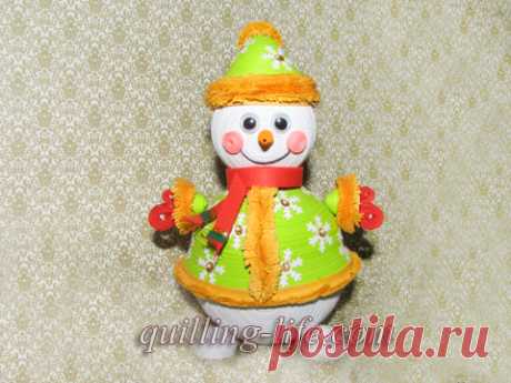 снеговик – новогодняя поделка из бумаги своими руками