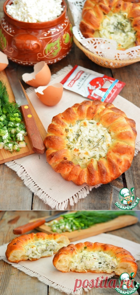 Ватрушки с творогом, брынзой и зеленью - кулинарный рецепт