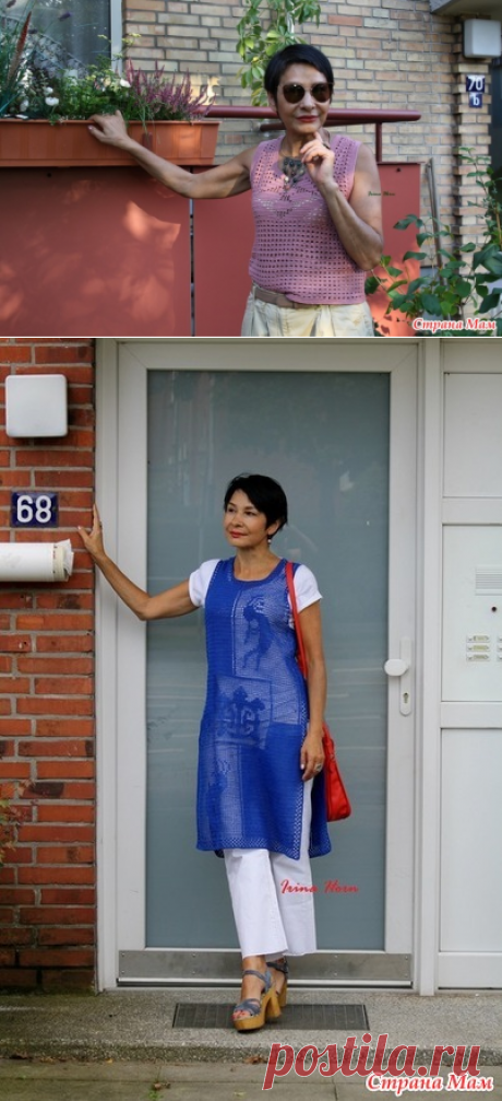 Простая летняя майка с филейным рисунком. Irina Horn - Все в ажуре... (вязание крючком) - Страна Мам