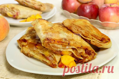 Штрудель из лаваша с яблоками и персиками, рецепт с пошаговыми фото | Все Блюда