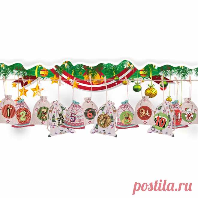 Christmas Cotton Linen Hanging Advent Calendars Countdown Drawstring Gift Bags C - US$9.99