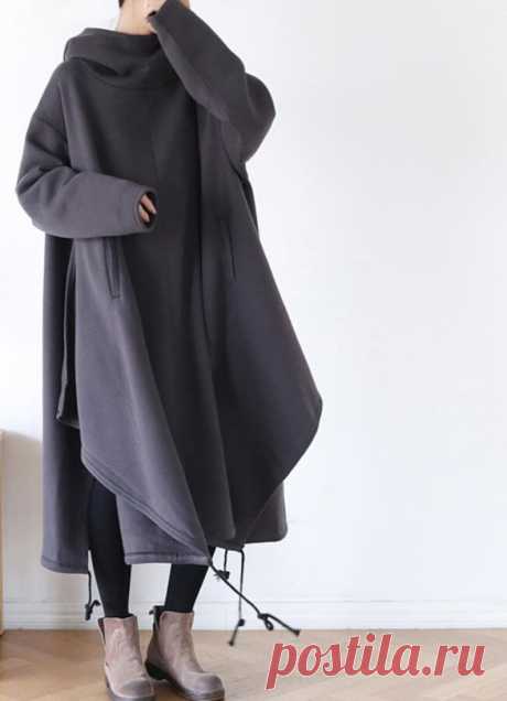 Women Hooded Dress Cotton Oversized Dresses cape dress | Etsy