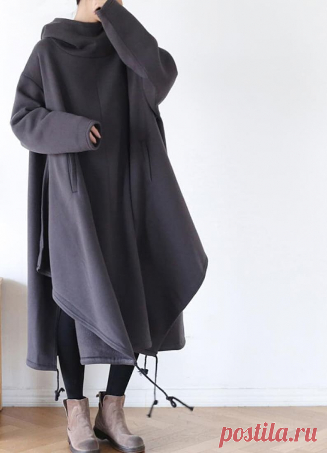 Women Hooded Dress Cotton Oversized Dresses cape dress | Etsy
