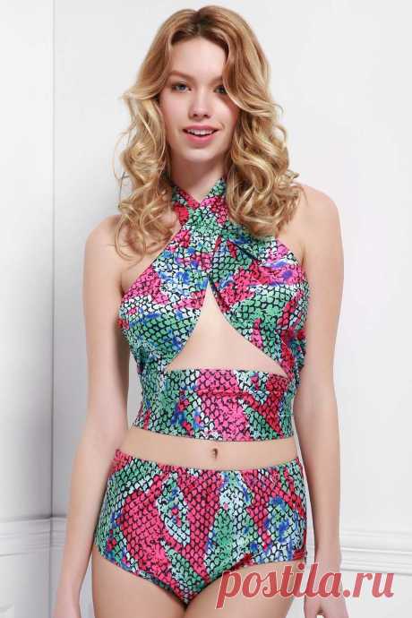 Hot Women's Print Halter Bikini Set - XL
