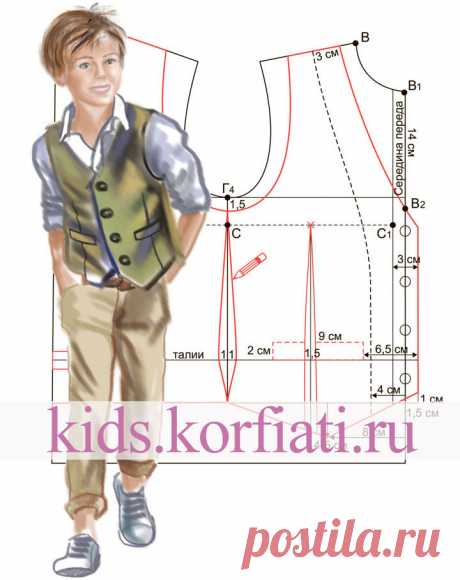 Выкройка жилета для мальчика от Анастасии Корфиати