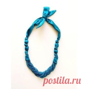 Колье из бисера и атласа. / hobby-as.ru