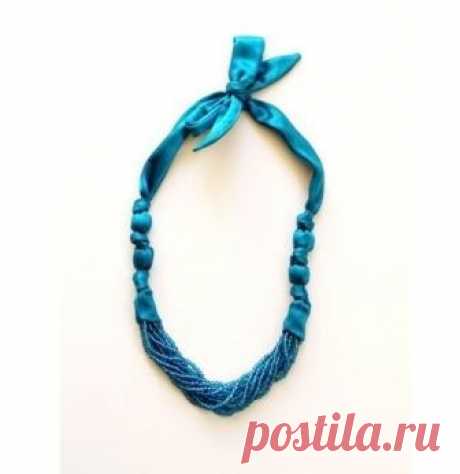 Колье из бисера и атласа. / hobby-as.ru
