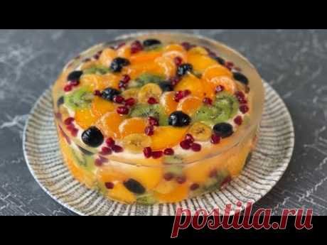 Главный десерт новогоднего стола 🎂😋| Фруктовый торт с ангельским бисквитом