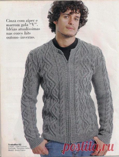 Мужской пуловер спицами