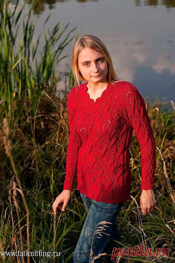 Джемпер «Цикламен». Вязание спицами.