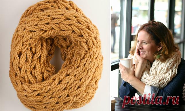 Шарф-хомут: вязание руками без спиц и крючка! » Женский Мир